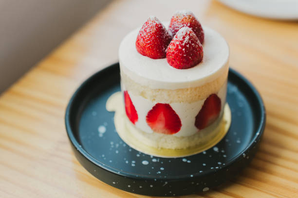 istock Strawberry cake, strawberry shortcake in the cafe. 2148586955