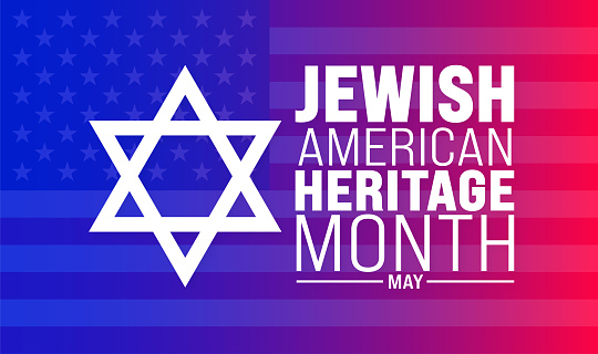 May is Jewish American Heritage Month background design template with united state and Israel Jewish flag.