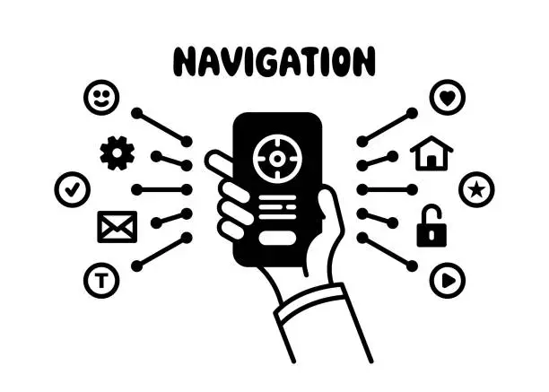 Vector illustration of Using Smartphone Design for Navigation