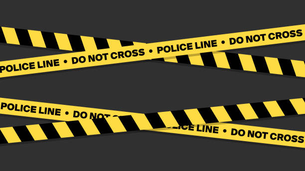 istock Yellow Police Lines, Wide Vector Design, Banner for Web, Social Media. 2148589965