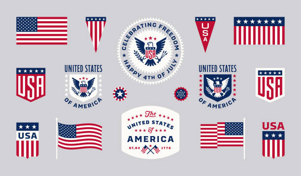 Fourth of July USA Design Elements Fourth of July USA Design Elements. Fourth of July greetings graphics. Happy 4th of July images. the americas stock illustrations