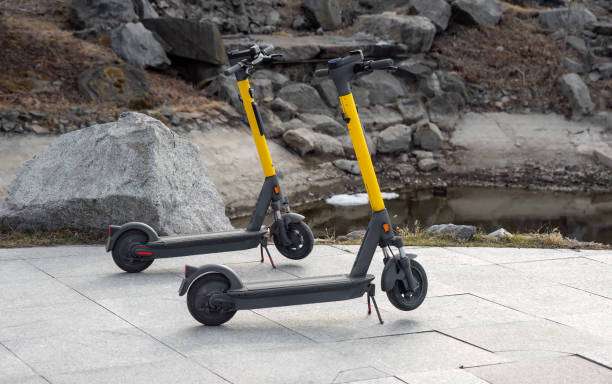 istock Two electric scooters outdoors without people 2148591175