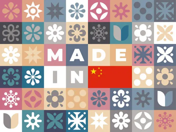 Vector illustration of Mosaic Pattern Design for Made In China