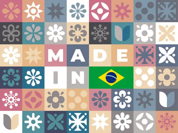 Vector illustration of Mosaic Pattern Design for Made In Brazil