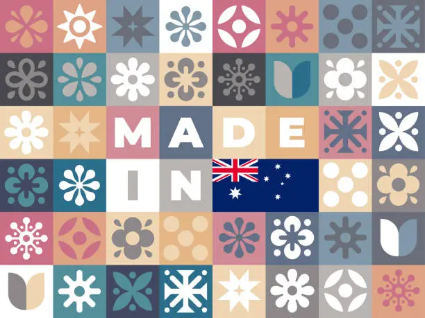 Vector illustration of Mosaic Pattern Design for Made In Australia