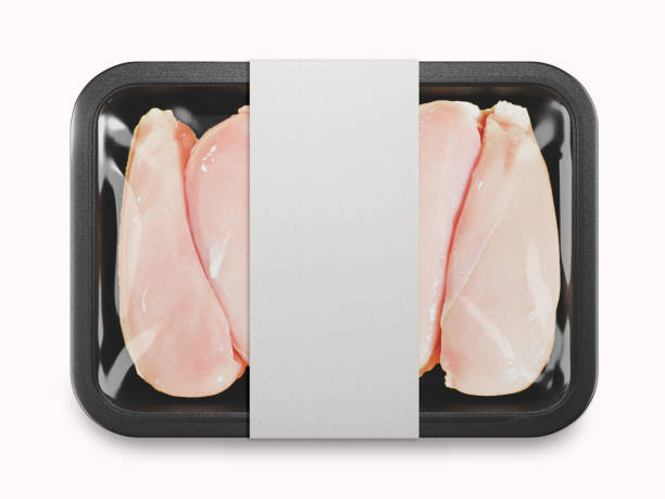 Chicken Fillet Meat Tray Mockup 3D Rendering on Isolated Background