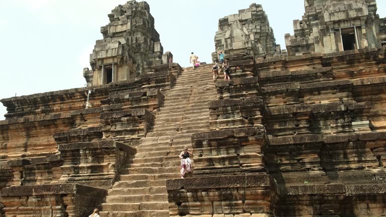 staircase to the top of the temple in the Angkor Wat complex