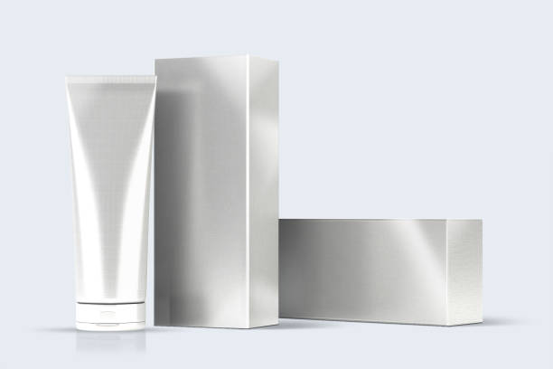 Cosmetic Tube with Box Mockup: 3D Rendering on Isolated Background