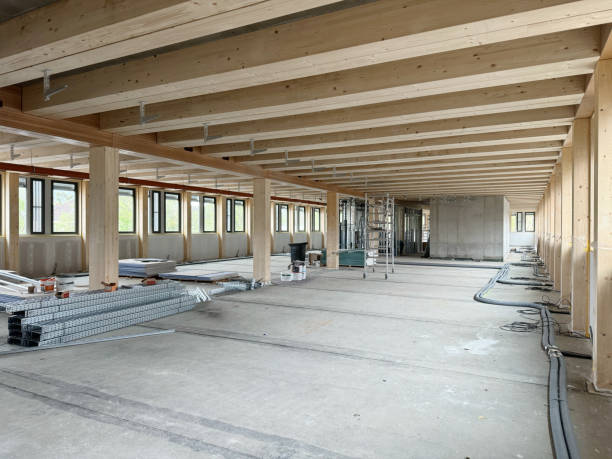 istock construction site of a sustainable Timber-concrete composite office building 2148596152