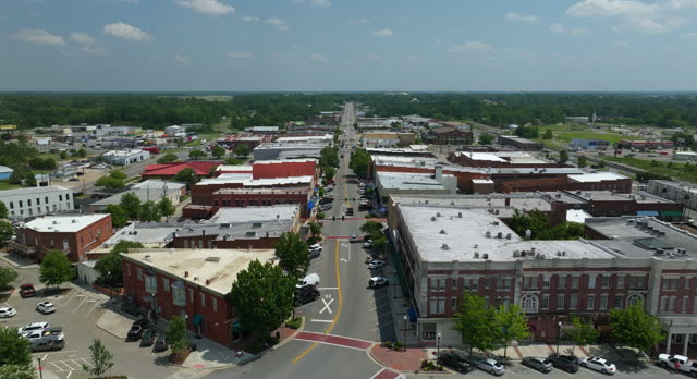 Old historic city architecture in USA. View from above of Tifton, old small town in Georgia.