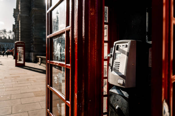 Traditional old style UK red phone box