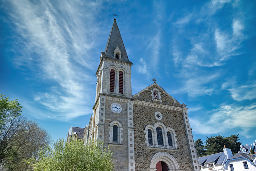 Sauzon in Belle-Ile, Brittany, typical church in the village