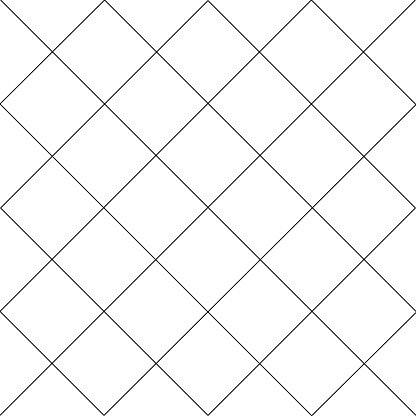 Grid, lattice, black outline on a white background. Rhombus shapes. Seamless pattern with editable stroke, convenient for editing. Texture, background, design template.