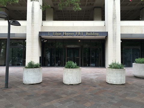 Washington DC, USA - 08-14-2016: Edgar Hoover FBI building in downtown Washington DC, USA.