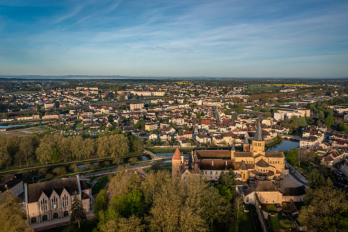 Aerial View of Paray-le-Monial, Saône-et-Loire, France