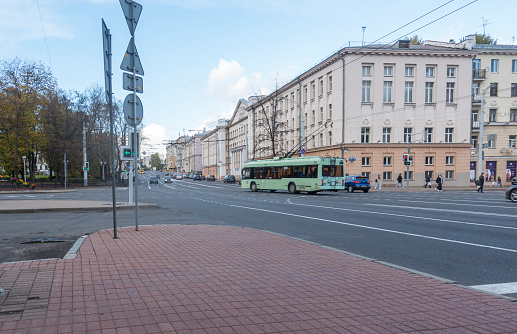 Minsk, Belarus. October 15, 2023 View of Sverdlov Street