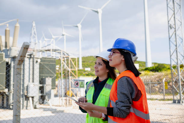 istock Professional industrial engineer women operating in electricity substation 2148602904