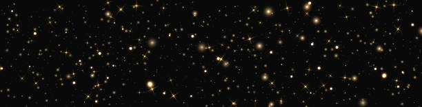 istock Gold glittering dots, particles, stars magic sparks. Glow flare light effect. Gold luminous points. Vector particles on black background. 2148602955