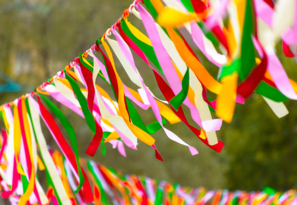 istock Festive colorful ribbons in nature 2148603081