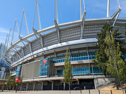 Vancouver, British Columbia - July 27, 2023: Exterior of the BC Place stadium on Pacific Boulevard