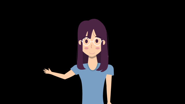 flat character of young girl woman character happy with answer emotion