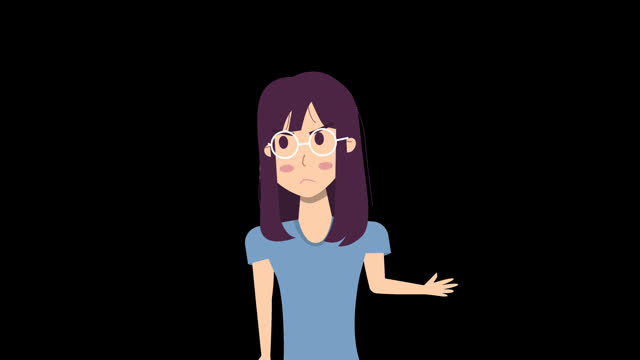 flat character of young girl woman character with angry emotion