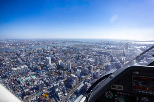 istock View from helicopter flying over Tokyo, approaching Tokyo Bay Area 2148604881