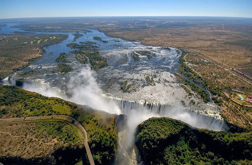 An aerial view of Victoria Falls