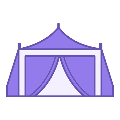 Colored Tent Icon. Vector Camping Tent Icon. Recreation and Tourism Concept