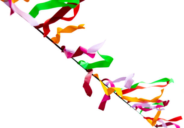 istock Multicolored ribbons isolated on white background 2148606403