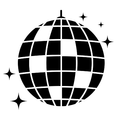 Disco ball with stars icon, disco ball sign - stock vector