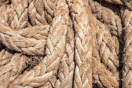Wicker rope in a hardware store. Background