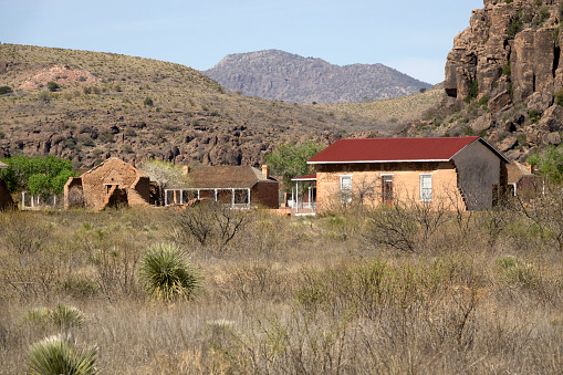 Well preserved Army fort buildings established in 1854 remain at the Fort Davis National Historic Site and stand among the volcanic rocks in the Davis Mountains of west Texas.