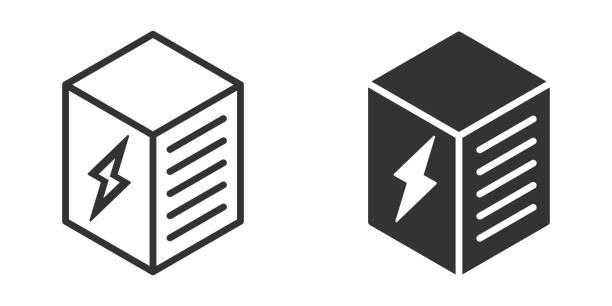 ilustraciones, imágenes clip art, dibujos animados e iconos de stock de icono del sistema de almacenamiento de energía. ilustración vectorial. - pila arreglo
