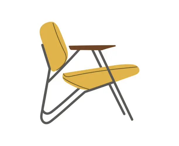 Vector illustration of Yellow armchair scandinavian isolated on white backgroundFor the interiors of rooms. Vector flat style
