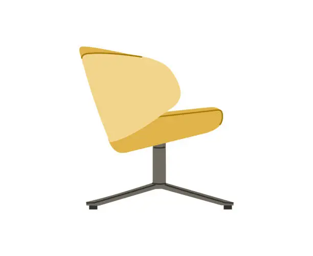 Vector illustration of Yellow armchair scandinavian isolated on white backgroundFor the interiors of rooms. Vector flat style