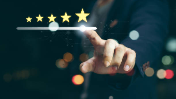 istock Customer Satisfaction Survey concept, 5-star satisfaction, Users Rate Service Experiences On shops Online Application, Customers Can Evaluate Quality Of Service Leading To Recommended shops Rating. 2148614030