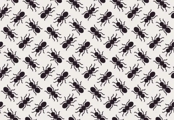 Vector illustration of Seamless black ants pattern