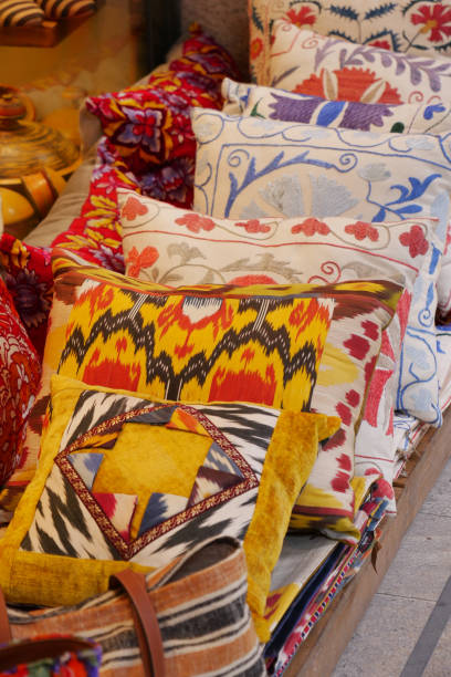 istock Colourful cushions on display for sale in a traditional Turkish Bazaar. 2148615486