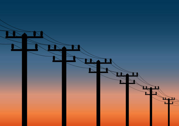 istock Electric pole against Sunset. Electric pylons. Electric Power Transmission. High Voltage Pylon. 2148616481