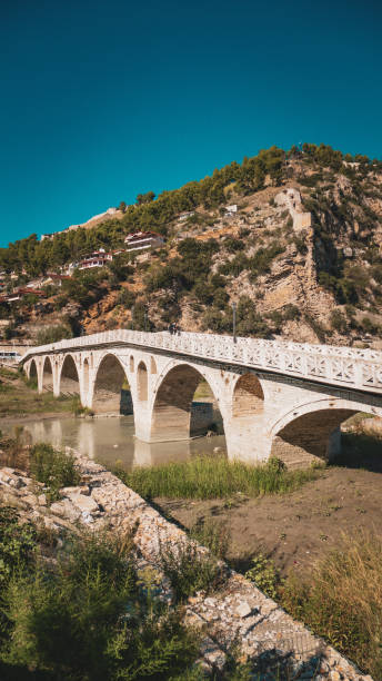istock Beautiful foot bridge over the river in Berat 2148617575