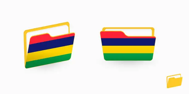 Vector illustration of Mauritius flag on two type of folder icon.