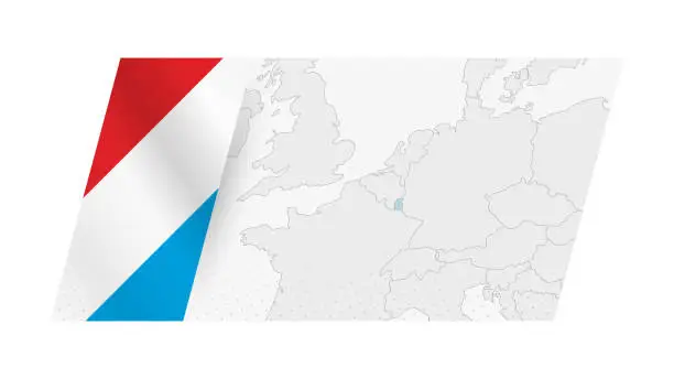 Vector illustration of Luxembourg map in modern style with flag of Luxembourg on left side.