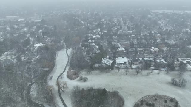 Blizzard comes to residential area in suburban Toronto, Canada