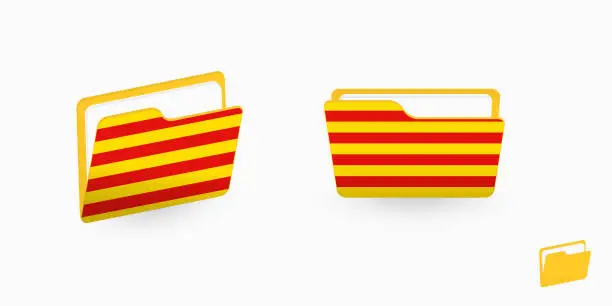 Vector illustration of Catalonia flag on two type of folder icon.