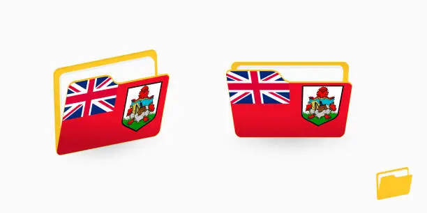 Vector illustration of Bermuda flag on two type of folder icon.