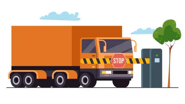 Vector illustration of Border car cargo shipment tourism point. Vector flat graphic design element concept illustration