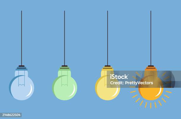 Hanging Light Ropes Drawing Light Bulb Lightbulb Hang On Rope Idea Abstract Concept Vector Flat ...