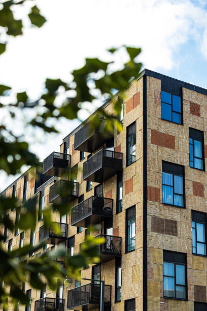 istock green tree against a facade of modern building 2148622828