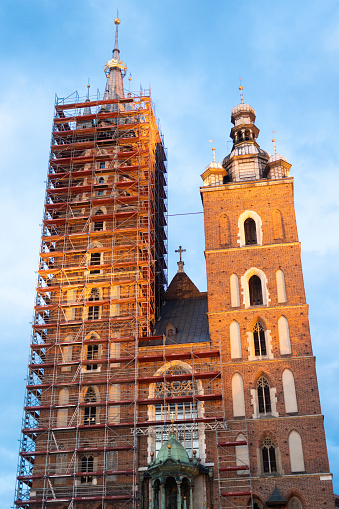 St. Mary's church in Cracov, Renovation. Cracov in Poland.